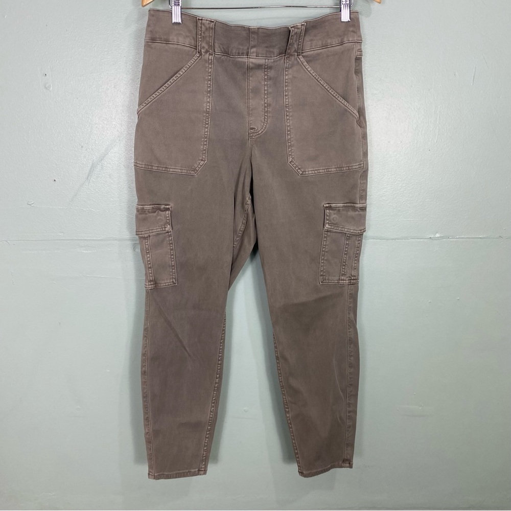 SPANX High Rise Stretch Twill Skinny Ankle Cargo Pang Green Sz 1X Plus